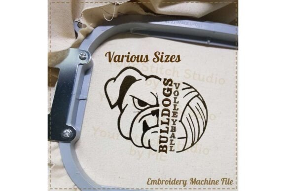 Bulldog Volleyball Embroidery Design