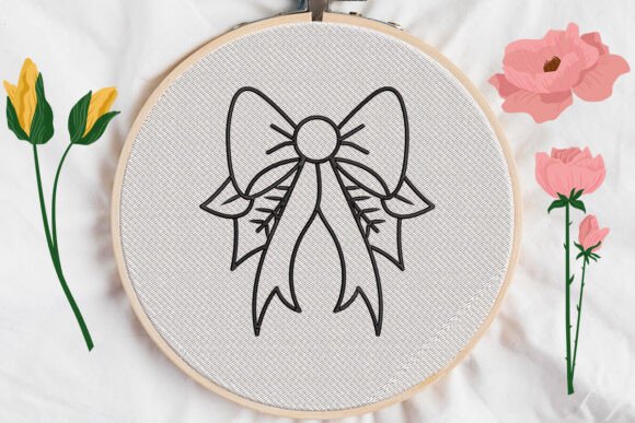 Christmas Bow Applique Embroidery