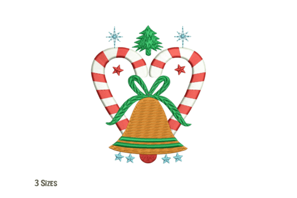 Christmas Candy Cane Bell Embroidery