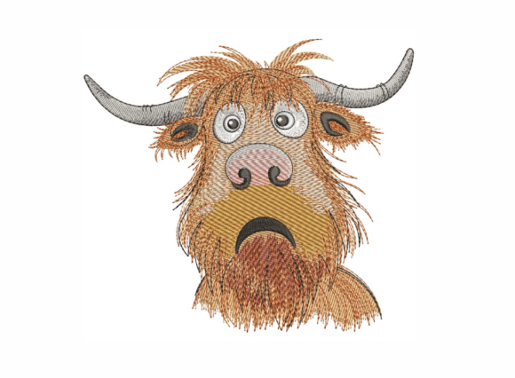 Funny Highland Cow Boy Embroidery