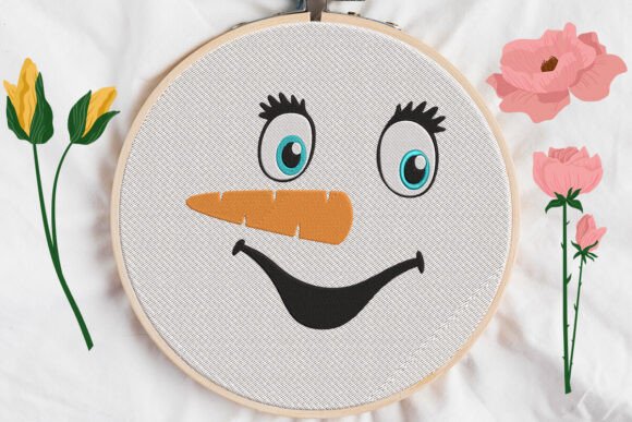Snowman Face, Christmas Embroidery