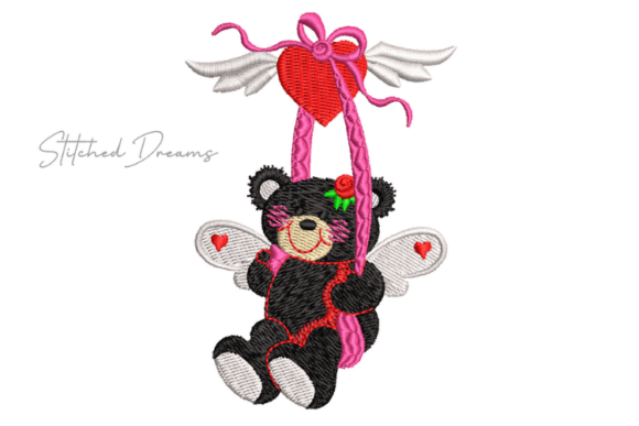 Swinging Teddy Bear Embroidery Design
