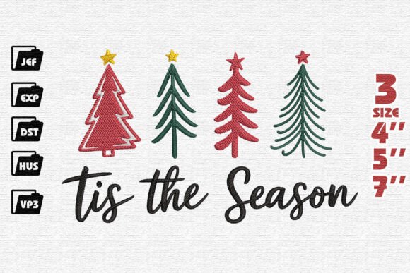 Tis the Season, Christmas Trees Embroidery