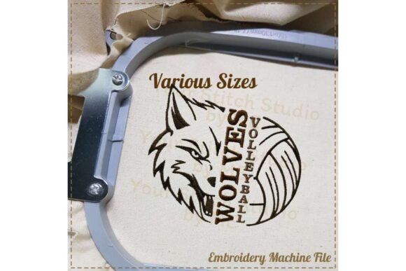 Wolf Volleyball Embroidery Design